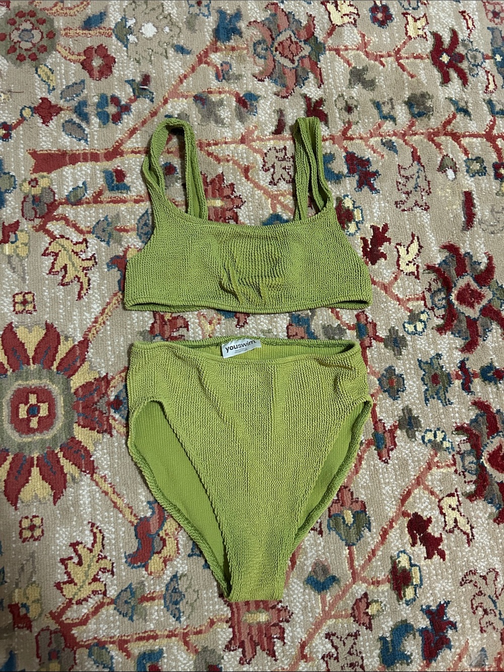 Youswim Chartreuse Ribbed High-Waist Bikini Set